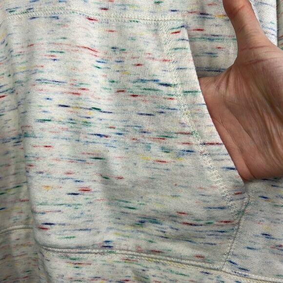 J. Crew Cream & Rainbow Heathering Hoodie with Tassels Size Medium - Picture 5 of 13